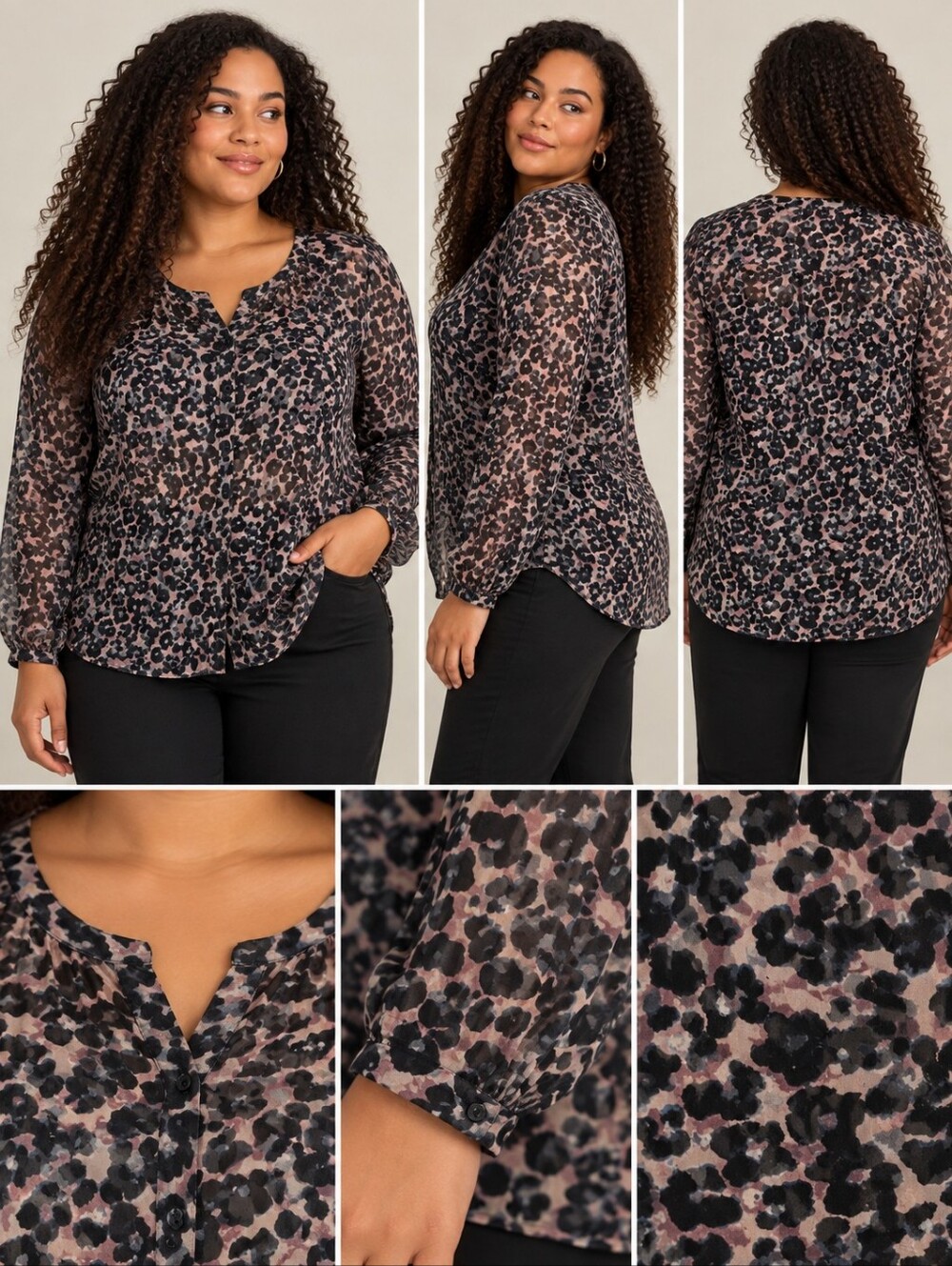 Reitmans XXL Animal Print Sheer Blouse